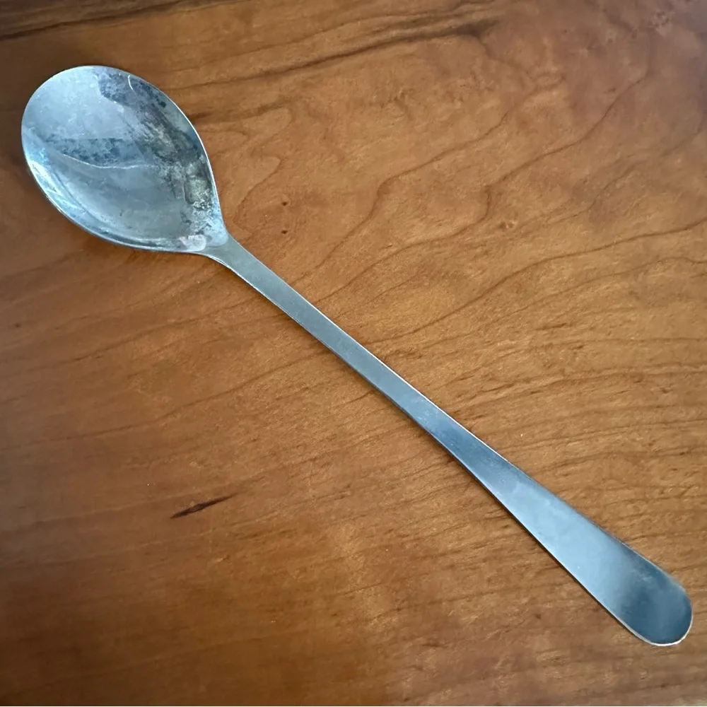 Italian Silver-Plated Serving Spoon - Sleek Design with Patina